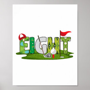 Poster 8e anniversaire Golf Thème 8 ans Enfants Sport Par