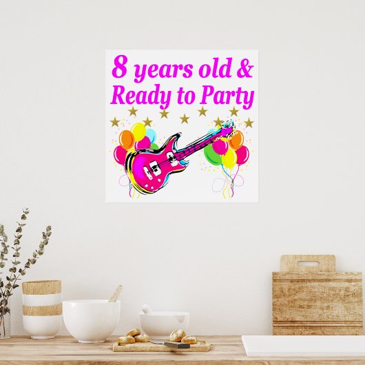 POSTER 8E ANNIVERSAIRE ROCK STAR ROCK N ROLL DESIGN (Cuisine)