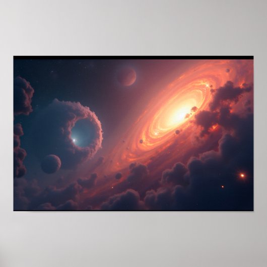 Poster 8K Multiverse Horizons : Voie lactée et dimensions (Devant)