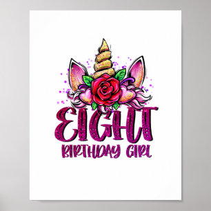 Poster 8th Birthday Girl Shirt 8 Year Old Girl Birthday G