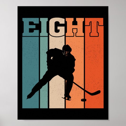 Poster 8th Birthday Retro Ice Hockey 8 Years Old Boy Girl (Devant)