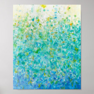 Poster 8x10 Abstrait Turquoise bleu clair imprimé jaune