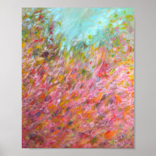 Poster 8x10 Abstrait Turquoise Rose Painting