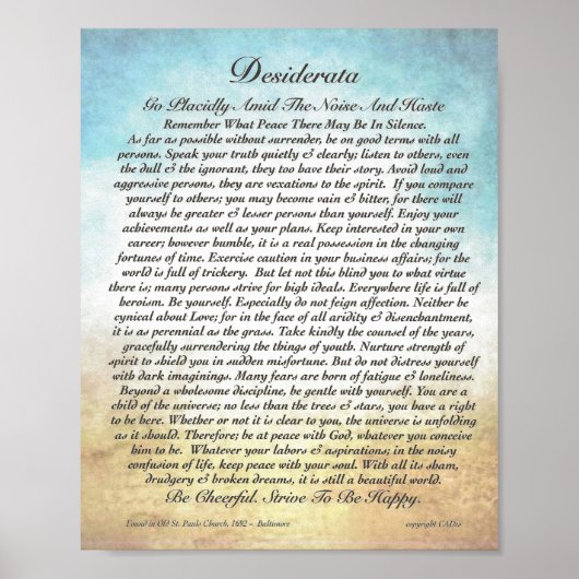 Poster 8x10 Desiderata Poem & autres tailles aussi! (Devant)