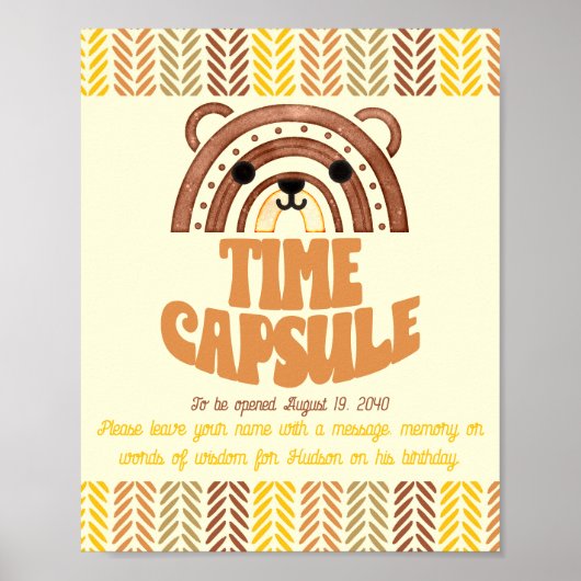 Poster 8x10 Heure Capsule Boho Ours des bois Boho Anniver (Devant)