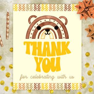 Poster 8x10 Merci Boho Boho Woodland Bear Anniversaire