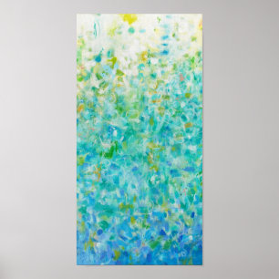 Poster 8x16 Abstrait Turquoise bleu clair imprimé jaune