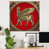 Poster [900] Assyrian Winged Bull - Gold Lamassu (Bureau à domicile)