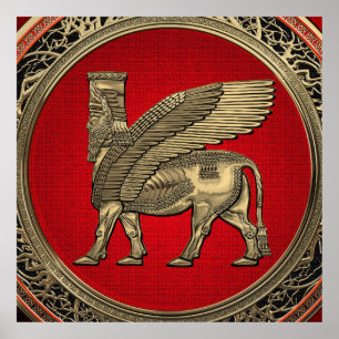 Poster [900] Assyrian Winged Bull - Gold Lamassu