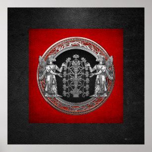 Poster [900] Deux Ninurtas d'argent avec arbre de vie