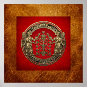 Poster [900] Deux Ninurtas d'or avec arbre de vie