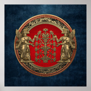 Poster [900] Deux Ninurtas d'or avec arbre de vie