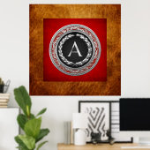 Poster [900] Monogramme Vintage "A" Argent (Bureau à domicile)