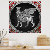 Poster [900] Taureau ailé assyrien - Lamassu argenté (Cuisine)