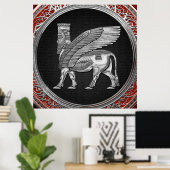 Poster [900] Taureau ailé assyrien - Lamassu argenté (Bureau à domicile)