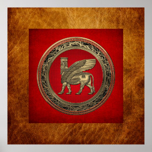 Poster [900] Taureau ailé assyrien - Lamassu d'or