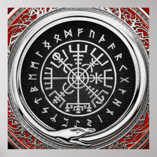 Poster [900] Vegvisir - Viking Silver Magic Runic Compass