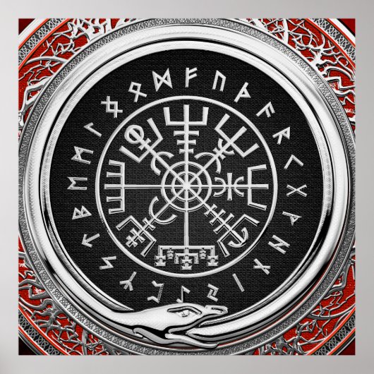 Poster [900] Vegvisir - Viking Silver Magic Runic Compass (Devant)