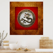 Poster [901] Dragon oriental sacré noir et or (Cuisine)