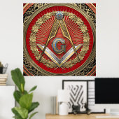 Poster [901] Master Mason - Carré Or & Compas (Bureau à domicile)