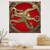Poster [901] Octopus d'or sacré en posture défensive (Cuisine)