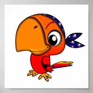 POSTER 906 CARTOON CUTE DE PIRATE DE PARROT