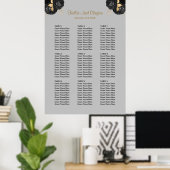 Poster 90 Mariage Floral Noir Et Or (Bureau à domicile)