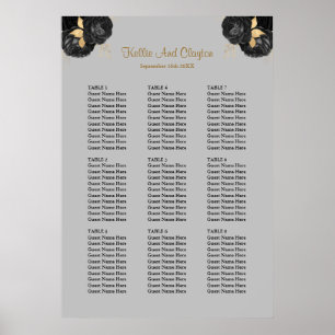 Poster 90 Mariage Floral Noir Et Or