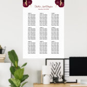 Poster 90 Mariages Bourgogne Et Or Floral (Bureau à domicile)