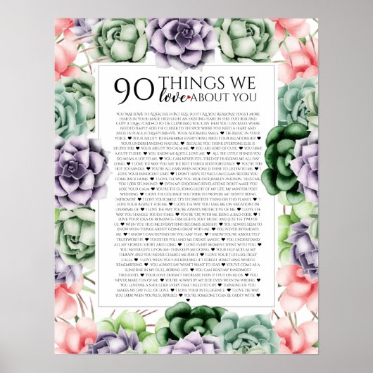 Poster 90 raisons pour lesquelles on t'aime, 45 Raisons, (Devant)