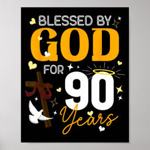 Poster 90e anniversaire béni par Dieu pour les 90 ans 90e