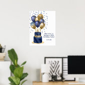 Poster 90e anniversaire Marine Blue Balloon Cake Bienvenu (Bureau à domicile)