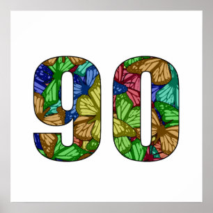 Poster 90e anniversaire papillons