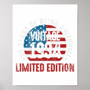 Poster 90e anniversaire Vintage 19&#; Drapeau Usa Patriot