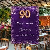 Poster 90e anniversaire violet mousseux bienvenue
