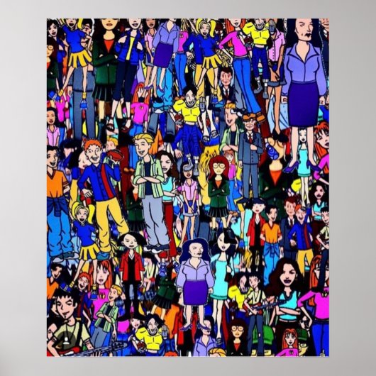 Poster 90s MTV Daria characters collage (Devant)