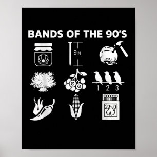 Poster 90s Musique Bandes Icônes Pop Culture Funny Retro 