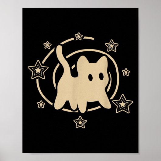 Poster 90s Y2k Scary Tomcat Cat Is Scared Under Starry Ta (Devant)