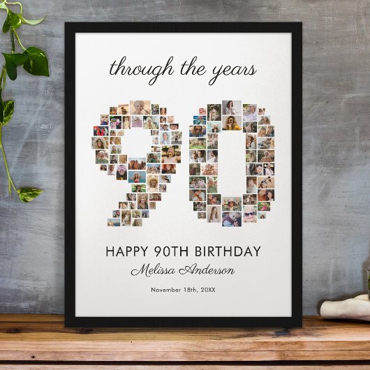Poster 90th Happy Birthday Photo Collage