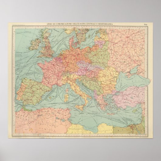 Poster 910 Lignes de communication, Europe centrale (Devant)