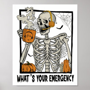 Poster 911 Dispatcher Halloween Squelette Quel Émerge