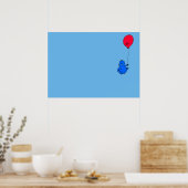 Poster 965 Bleu du bonheur et un ballon rouge (Cuisine)
