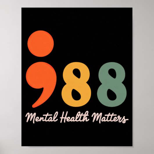Poster 988 point-virgule La santé mentale compte Préventi (Devant)