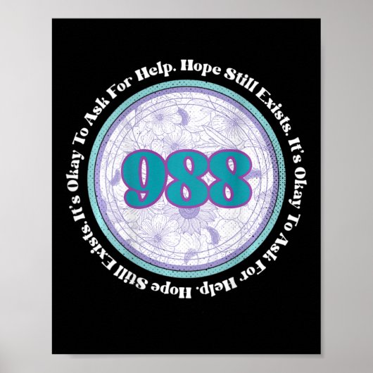 Poster 988 Prévention du suicide Il est bon de demander d (Devant)