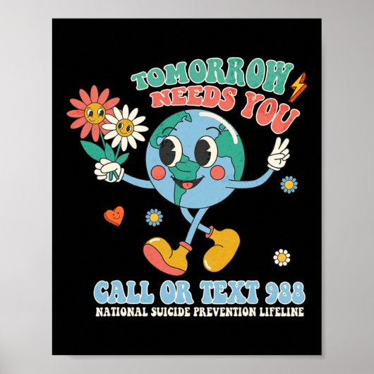 Poster 988 Prévention du suicide Restez demain Besoin de  (Devant)