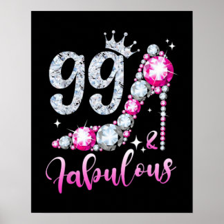 Poster 99e anniversaire Chaussures à talon élevé Diamant