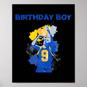 Poster 9 Anniversaire Garçon Bleu Et Jaune Basketbal