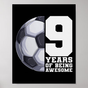 Poster 9 Ans De Garçons Géniaux Football Enfants 9e Anniv