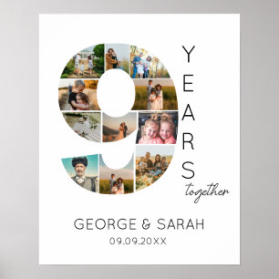 Poster 9 Ans Ensemble Collage De Photos Anniversaire De M