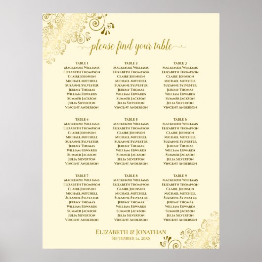 Poster 9 Mariage de table Crème de la carte de siège avec (Devant)